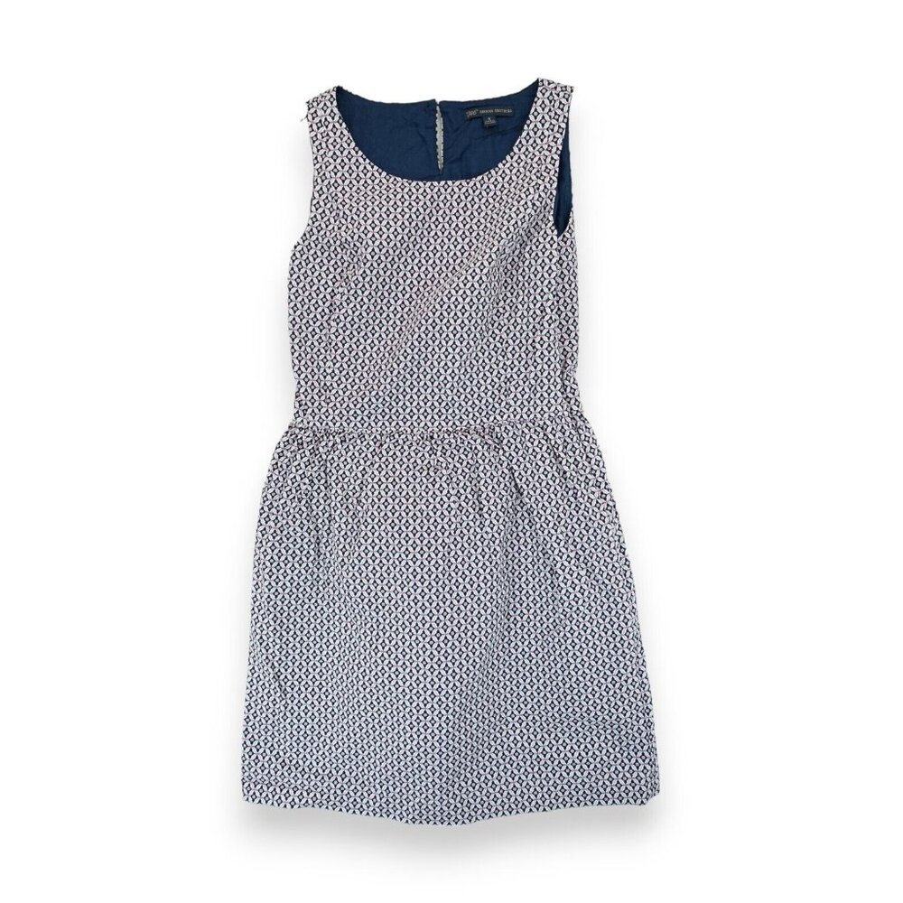 346 Brooks Brothers A-line Dress Purple‎ Blue Cotton Geometric Sleeveless Size 8